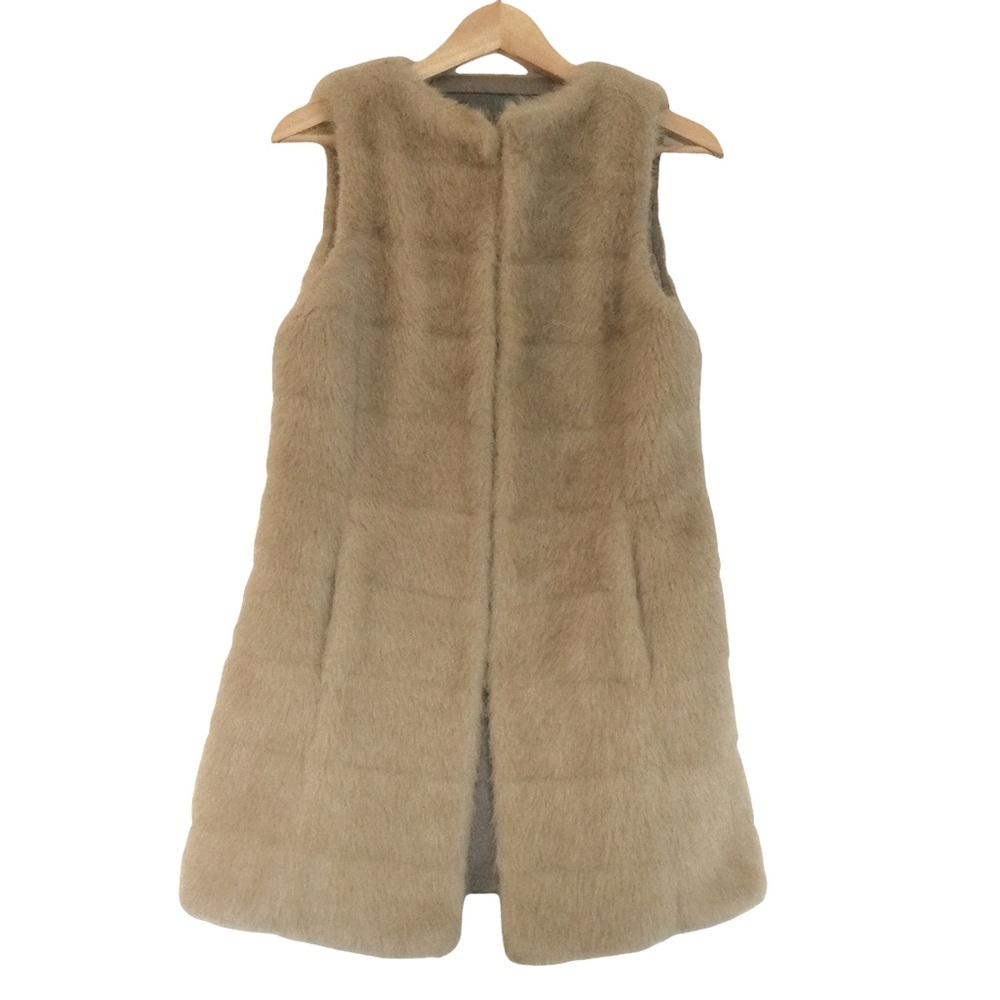ZARA Faux Fur Brown Tan Vest Small